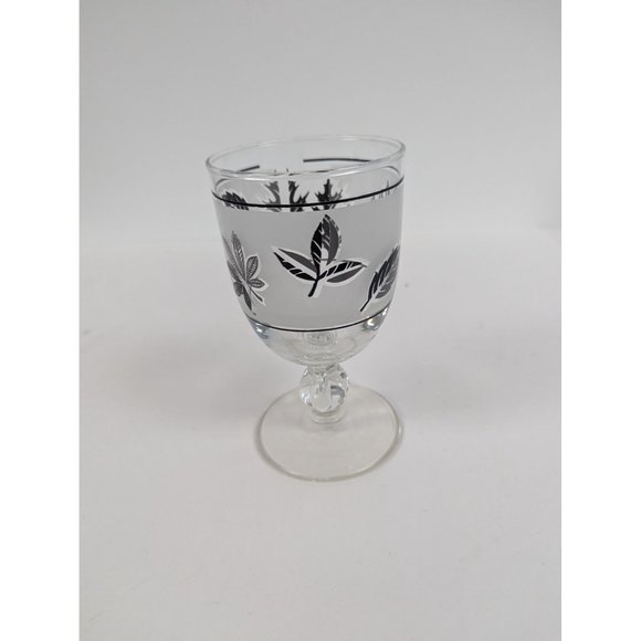 Vintage Libbey Silver Leaf Frosted Glasses 5 1/2" by 2 7/8" Footed Stemmed - Picture 1 of 6